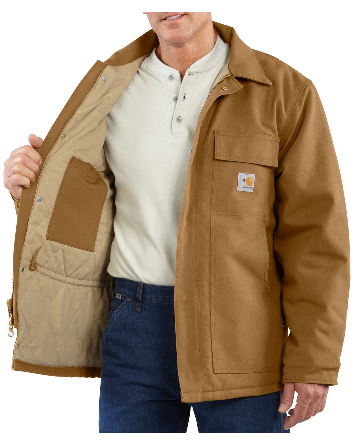 Image #8 - Carhartt Men's FR Duck Traditional Coat - Big & Tall, Carhartt Brown, hi-res