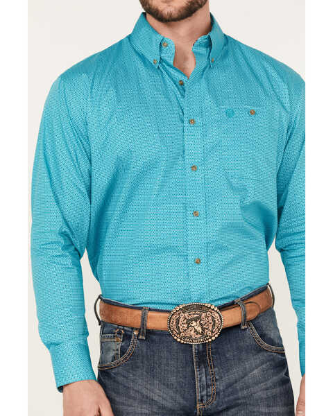 Image #3 - George Strait by Wrangler Men's Geo Print Long Sleeve Button-Down Western Shirt - Tall , , hi-res