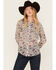 Image #1 - Shyanne Women's Printed Long Sleeve Fringe Button-Down Western Shirt, Natural, hi-res