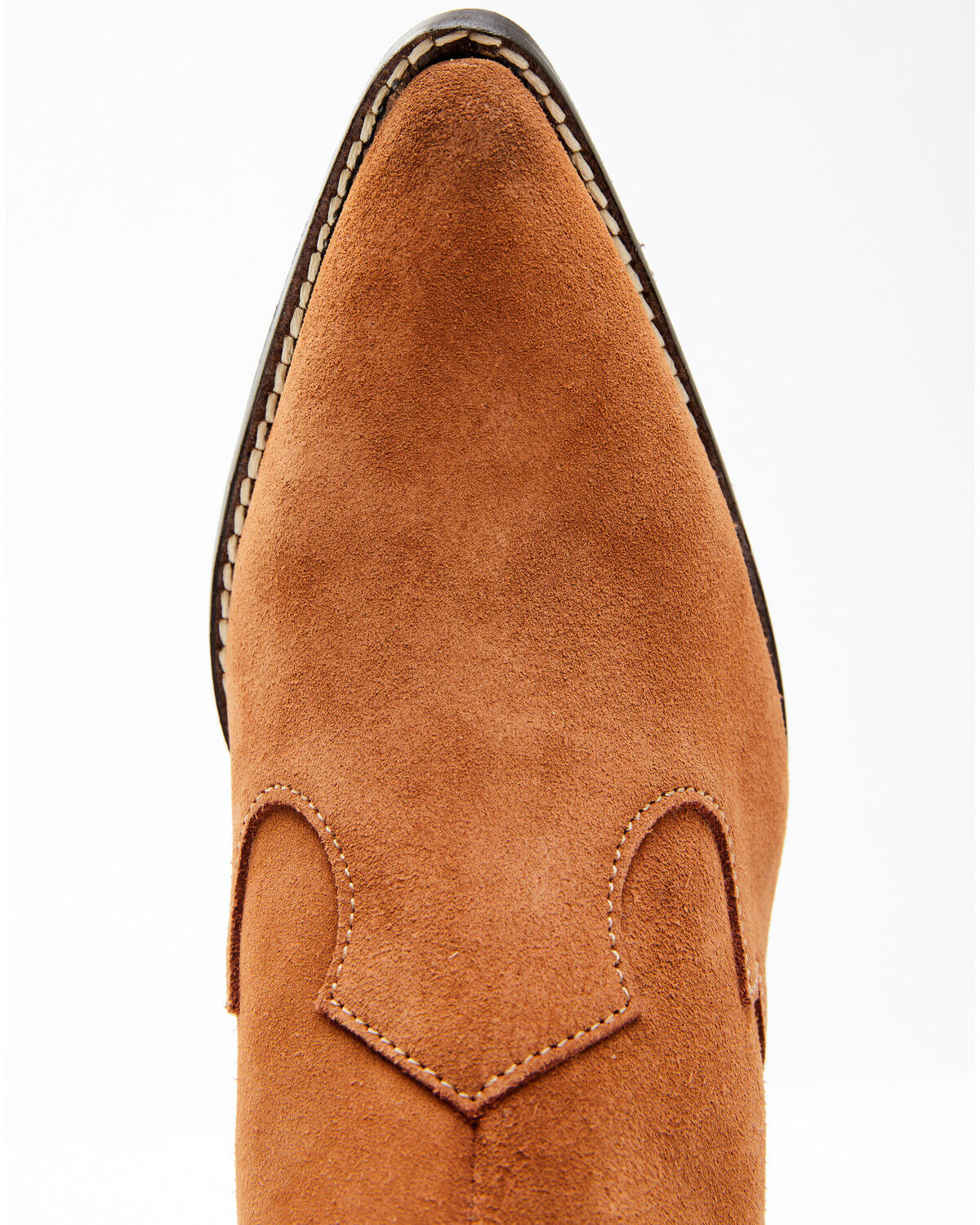 Image #6 - Dan Post Women's Embroidered Inlay Suede Fashion Booties - Snip Toe, Tan, hi-res