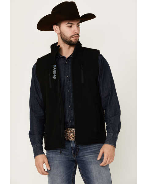Image #1 - RANK 45® Men's Ralington Embroidered Softshell Vest , Black, hi-res