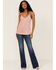 Image #2 - Vocal Women's Studded Faux Suede Cami Top, Mauve, hi-res