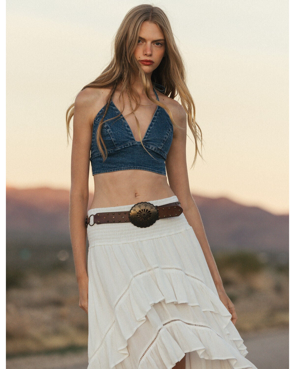 Image #1 - Cleo + Wolf Women's Ruffle High-Low Skirt, Ivory, hi-res