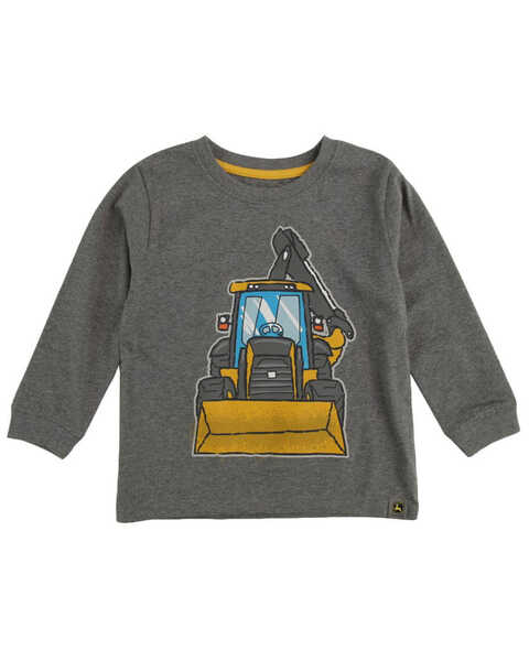 John Deere Toddler Boys' Grey Coming & Going Tractor Graphic Long Sleeve T-Shirt , Heather Grey, hi-res