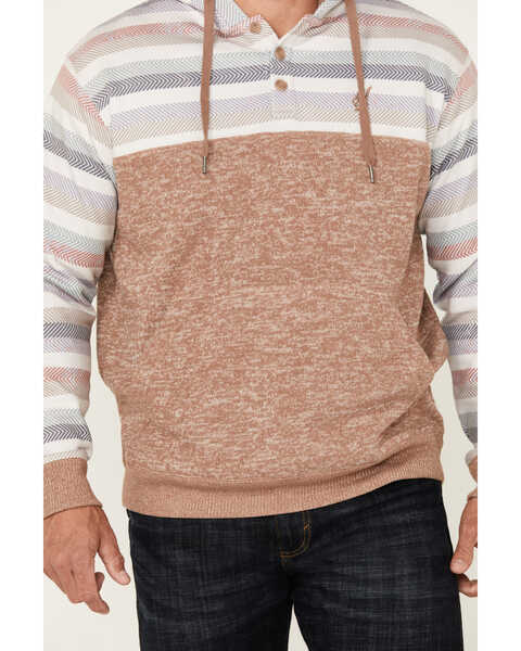 Image #3 - Hooey Men's Jimmy Striped Print Hooded Sweatshirt, Tan, hi-res