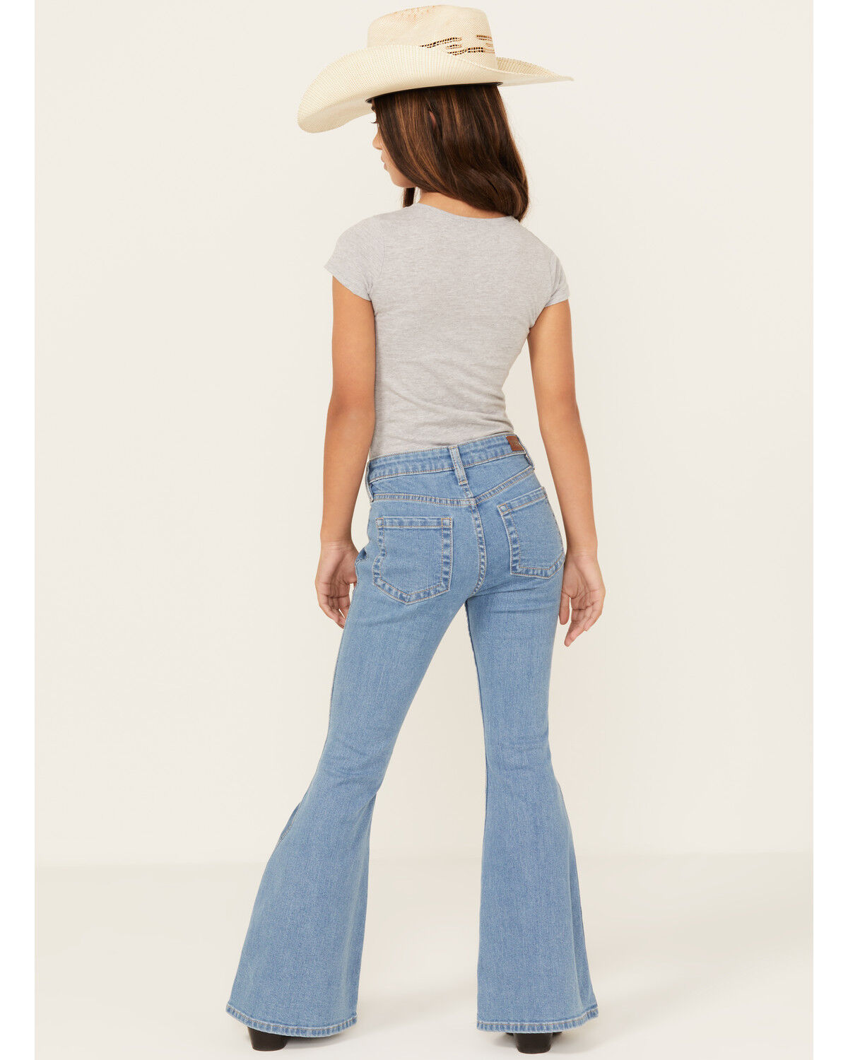 Image #3 - Shyanne Girls' Seraphina Medium Wash Blocked Flare Comfort Stretch Denim Jeans, Medium Wash, hi-res