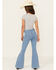Image #3 - Shyanne Girls' Seraphina Medium Wash Blocked Flare Comfort Stretch Denim Jeans, Medium Wash, hi-res