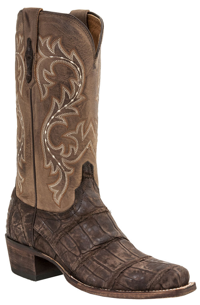Lucchese Men's Handmade Burke Alligator Western Boots - Square Toe, Chocolate, hi-res