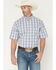 Image #1 - George Strait by Wrangler Men's Plaid Print Short Sleeve Button-Down Stretch Western Shirt, Blue, hi-res