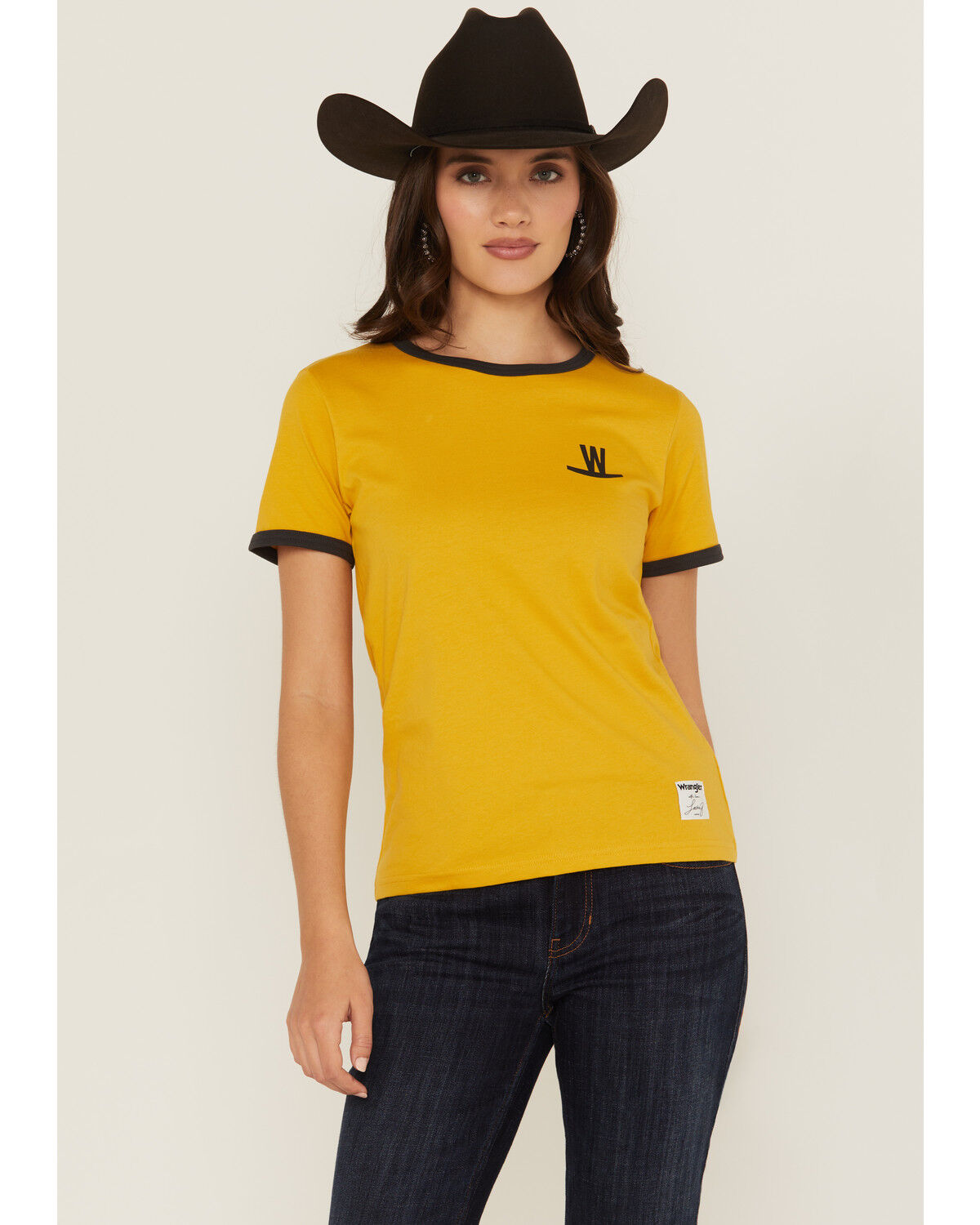 Image #2 - Wrangler X Lainey Wilson Women's Wilson Farms Short Sleeve Graphic Tee, Mustard, hi-res