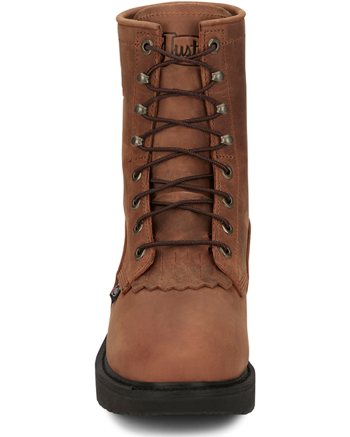 Image #4 - Justin Men's 8" Conductor Lace-Up Work Boots - Steel Toe, Brown, hi-res