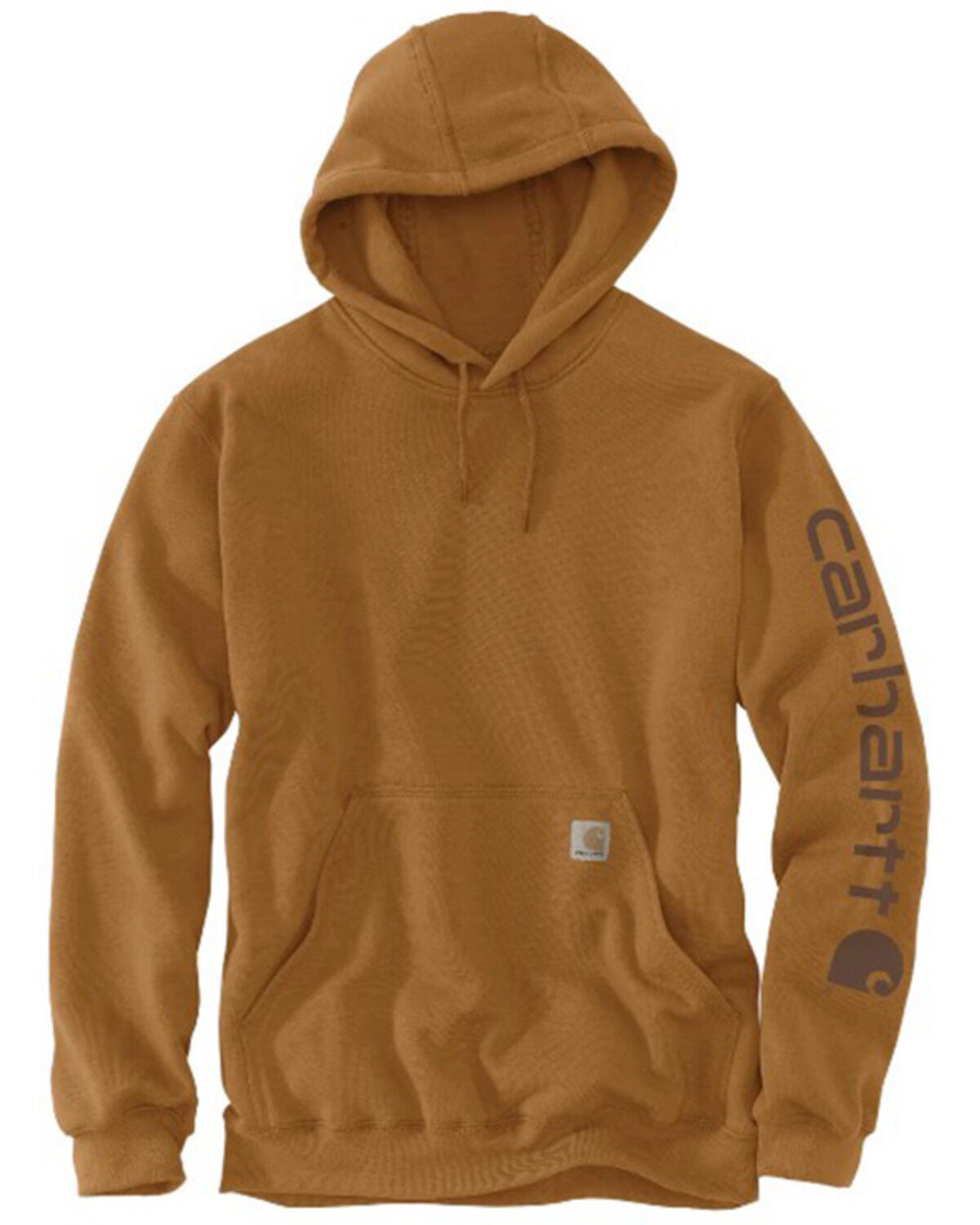 Carhartt Men's Relaxed Fit Midweight Garment Dyed French Terry Graphic Hooded Sweatshirt, Tan, hi-res