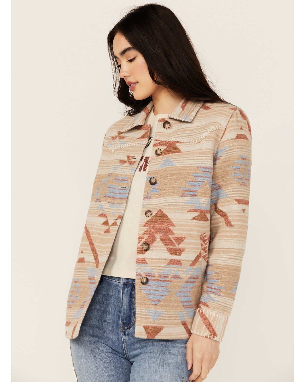 Image #1 - Idyllwind Women's Jenry Southwestern Print Oversized Shacket, Nude, hi-res