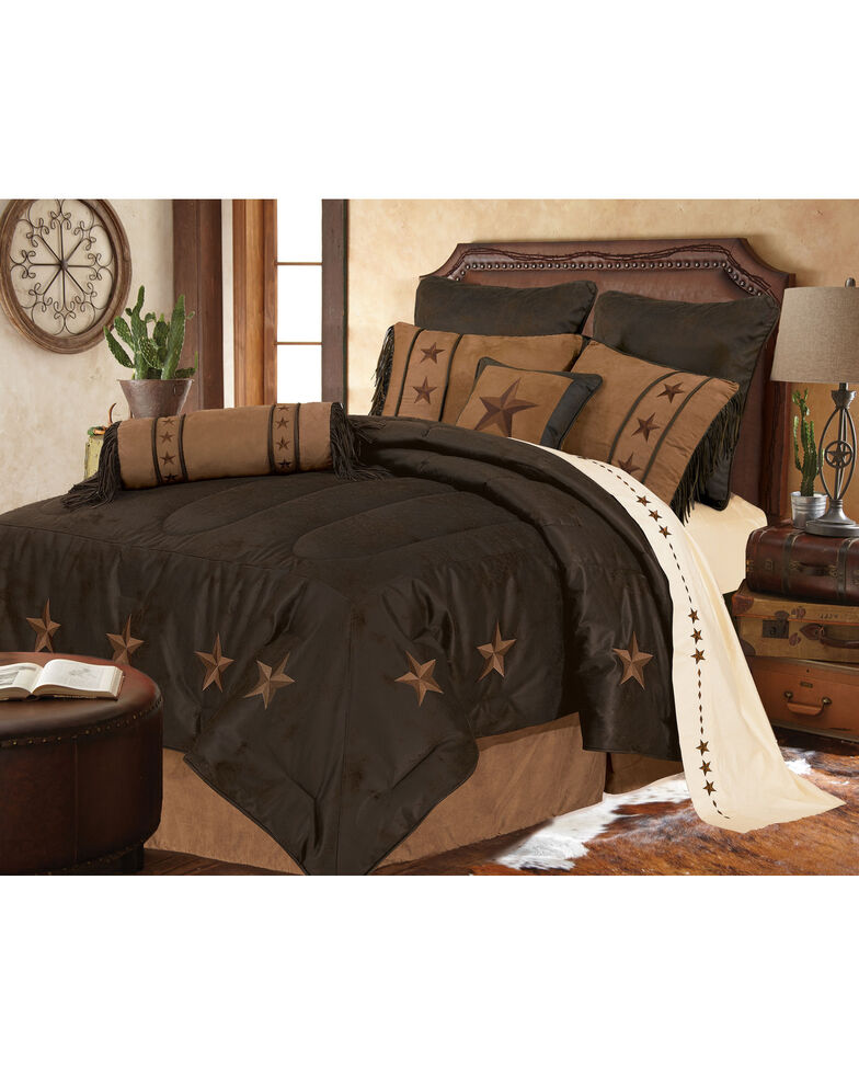 HiEnd Accents Laredo Star Embroidery Bed In A Bag Set - Full Size, Chocolate, hi-res