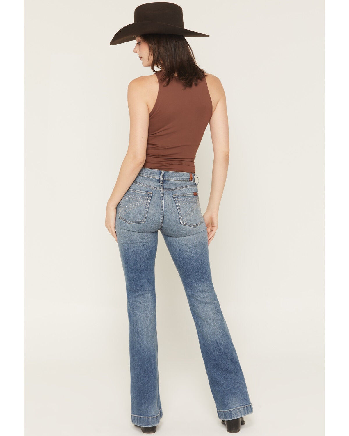 Image #3 - 7 For All Mankind Women's Faded Echo Medium Wash Mid Rise Dojo Trouser Stretch Denim Jeans, Medium Wash, hi-res