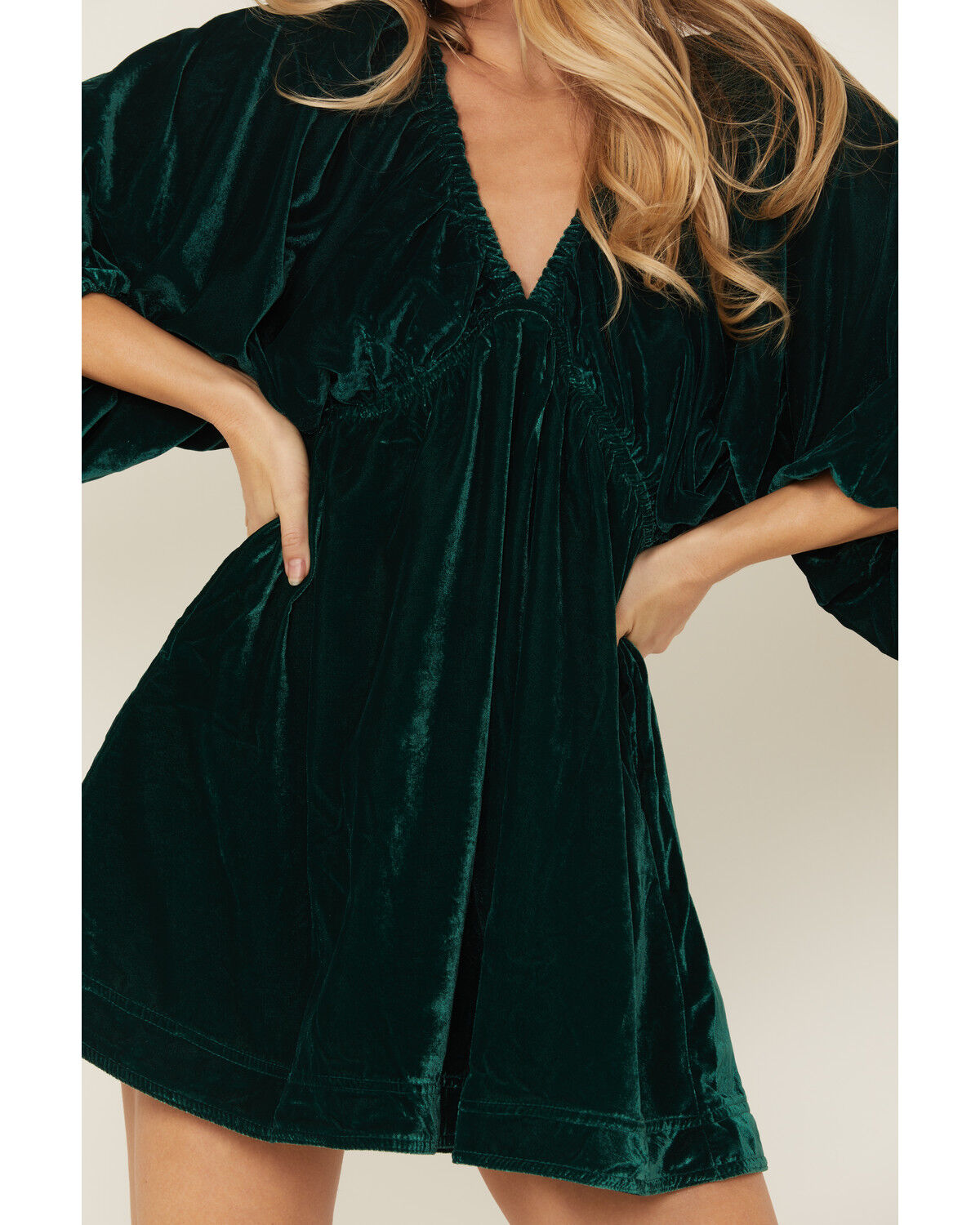 Image #3 - Free People Women's Portia Velvet Mini Dress, Green, hi-res