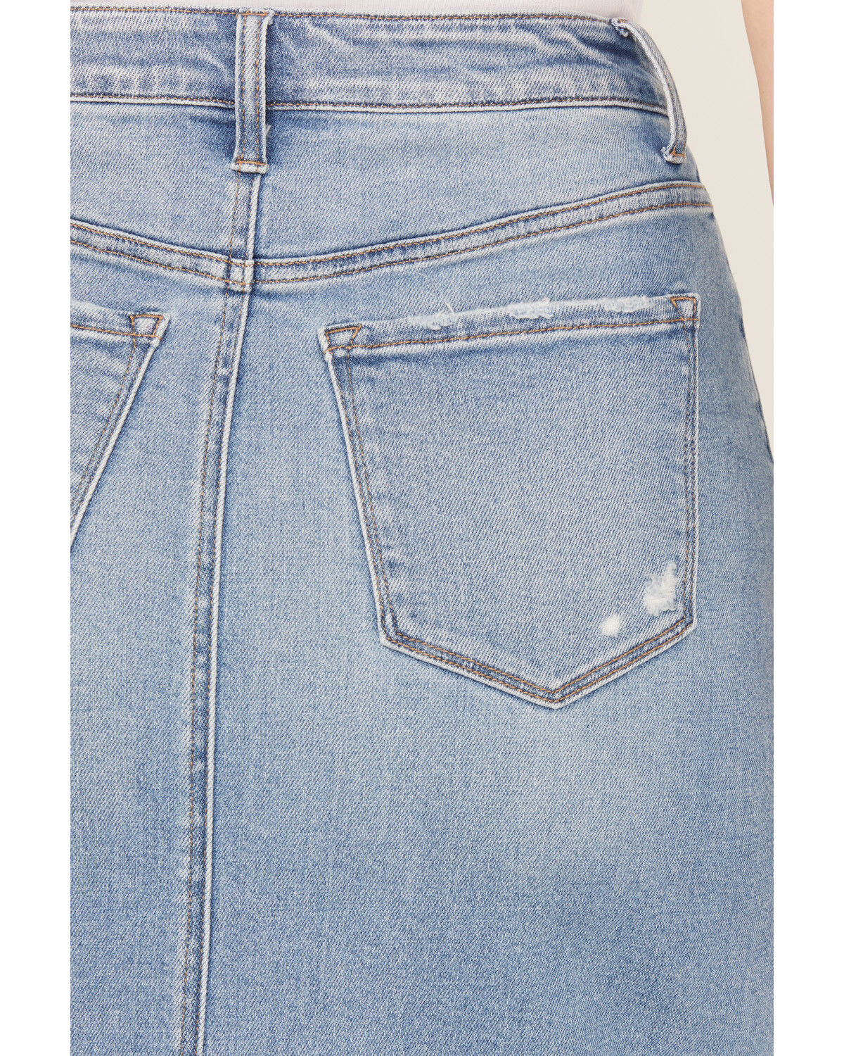 Image #4 - Vervet Women's Light Wash Front Slit Denim Midi Skirt, Light Wash, hi-res