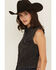 Image #2 - Wrangler Retro Women's Distressed Sleeveless Snap Cropped Western Shirt, Black, hi-res
