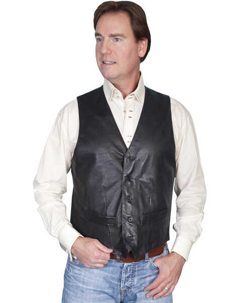 Image #1 - Scully Premium Lamb Leather Vest, Black, hi-res