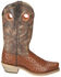 Image #2 - Smoky Mountain Men's Santa Fe Ostrich Print Performance Boots - Square Toe , Cognac, hi-res