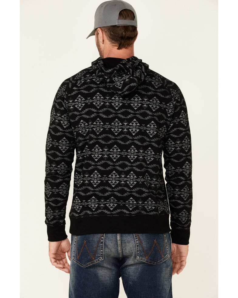 Rock & Roll Denim Men's Black Southwestern Print Pullover Hooded Sweatshirt , Black, hi-res