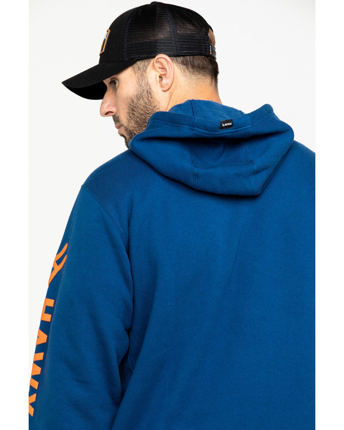 Image #5 - Hawx Men's Logo Sleeve Performance Fleece Hooded Work Sweatshirt - Big & Tall, Blue, hi-res