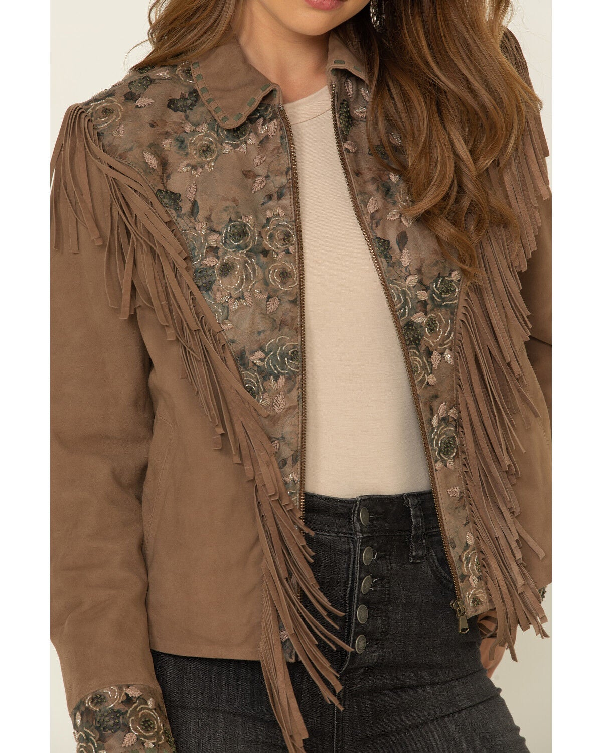 Image #3 - Scully Women's Brown Beaded Fringe Jacket, , hi-res