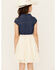 Image #4 - Sugar California Girls' Belted Denim Lace Dress , Cream, hi-res