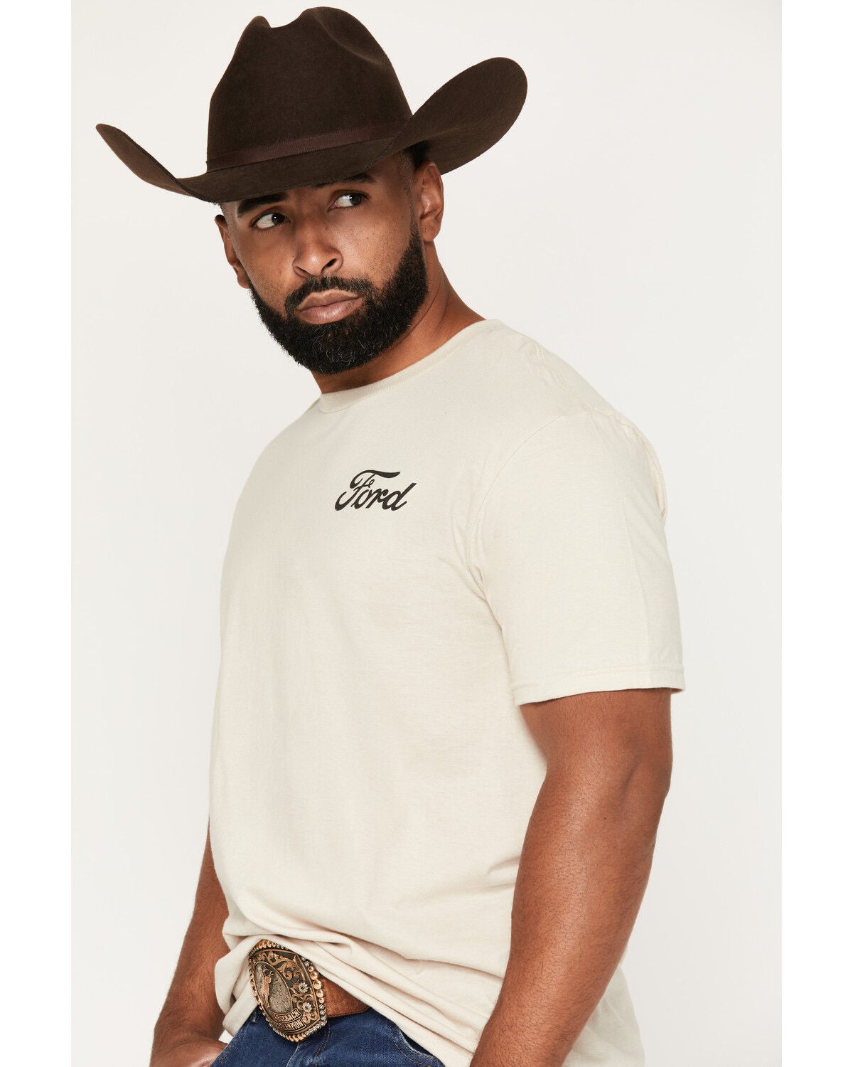 Image #3 - Americana Men's Ford Built Tough Short Sleeve Graphic T-Shirt - Big, Sand, hi-res