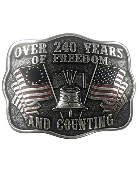 Image #1 - Cody James Men's 240 Years Of Freedom Buckle, Silver, hi-res
