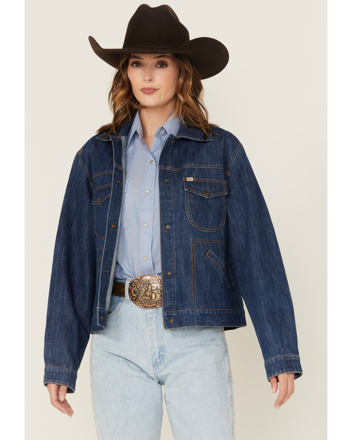 Image #2 - Cowboygirl by Jenna Paulette Women's Cowboyfriend Denim Jacket, Dark Wash, hi-res