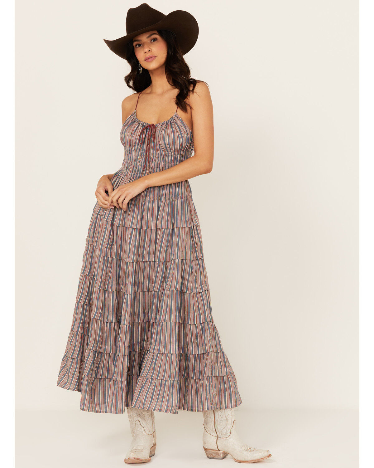 Image #1 - Free People Women's Going Steady Striped Print Midi Dress, , hi-res