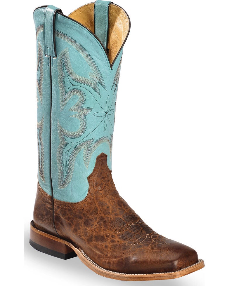 Tony Lama Men S Honey Blue Cabra Foot Cowboy Boots Square Toe Country Outfitter