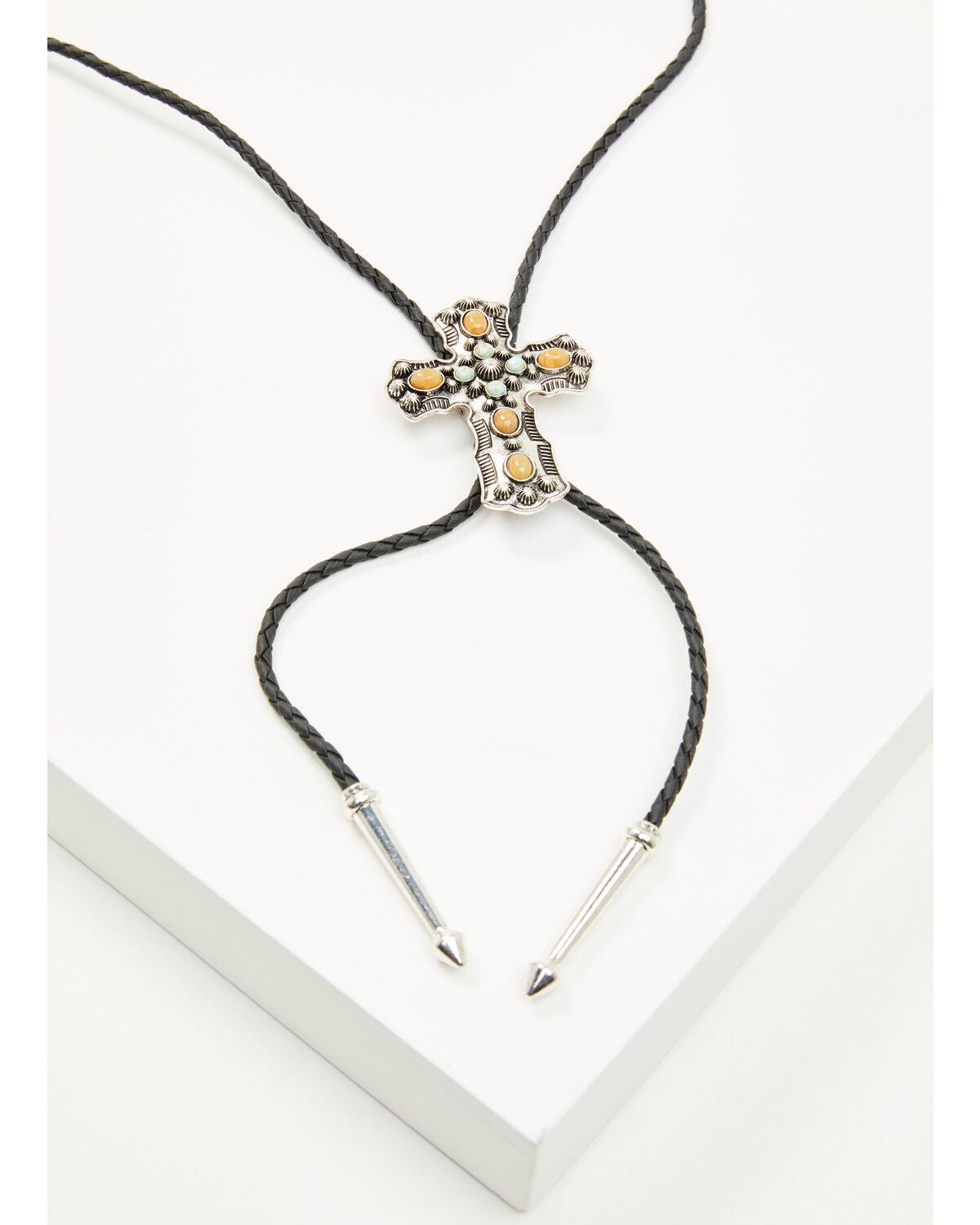 Shyanne Women's Cross Bolo Tie, Silver, hi-res