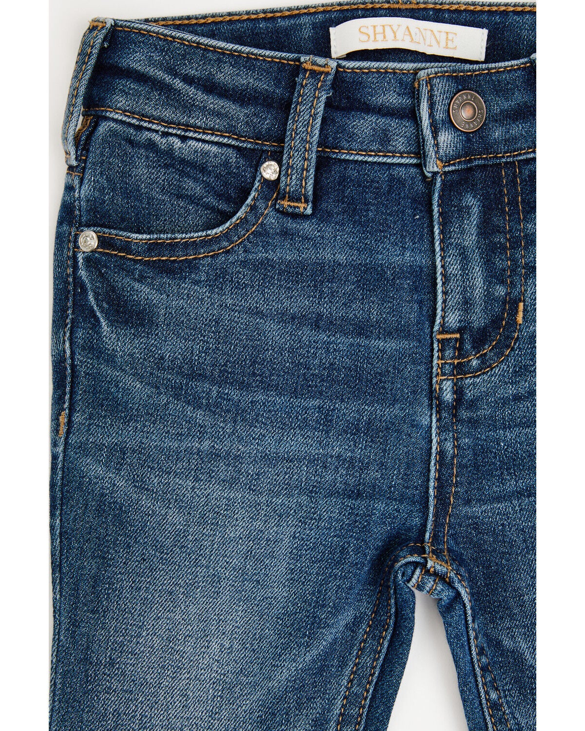 Image #4 - Shyanne Toddler Girls' Westend Medium Wash Horse Pocket Bootcut Stretch Denim Jeans, Medium Wash, hi-res