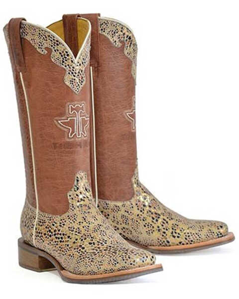 Tin Haul Women's Golden Cheetah Western Boots - Broad Square Toe, Multi, hi-res