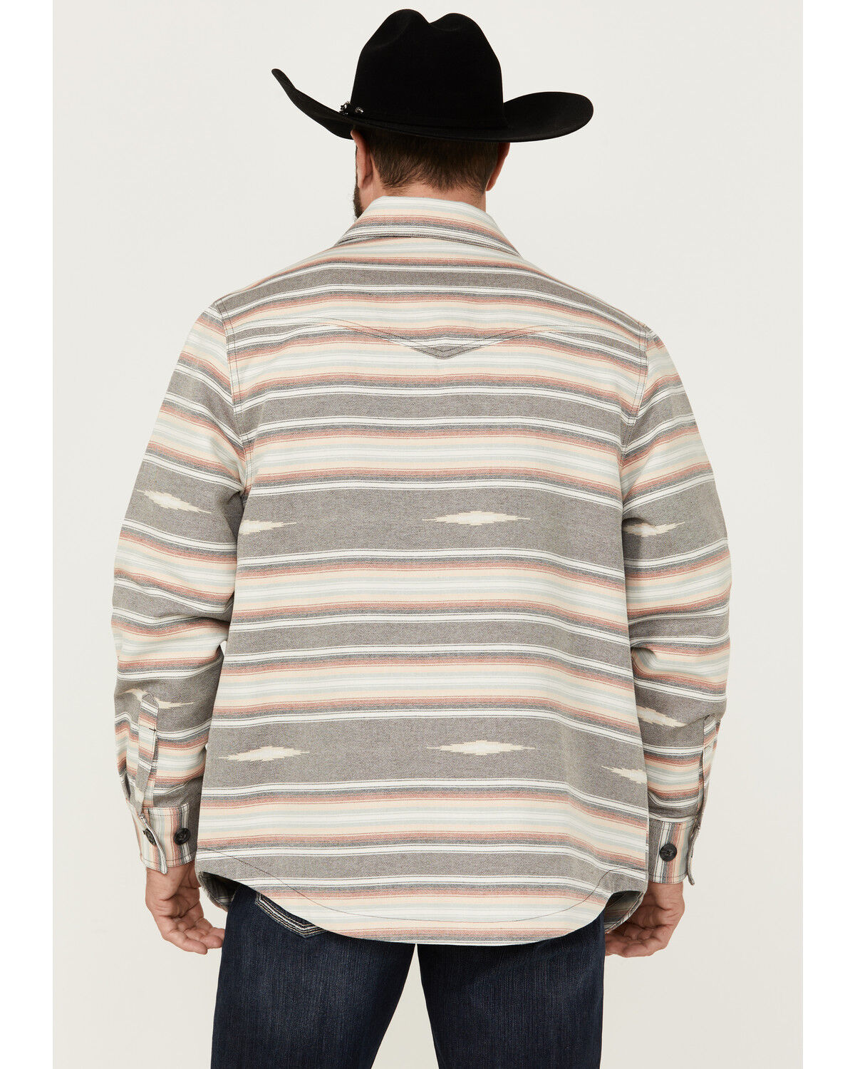 Image #4 - Cinch Men's Southwestern Jacquard Print Shirt Jacket, Grey, hi-res