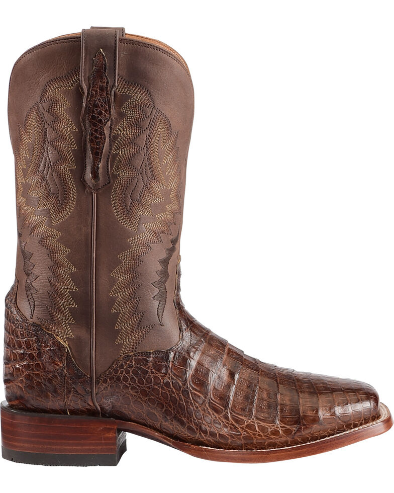 El Dorado Men's Handmade Caiman Belly Brass Stockman Boots Square Toe