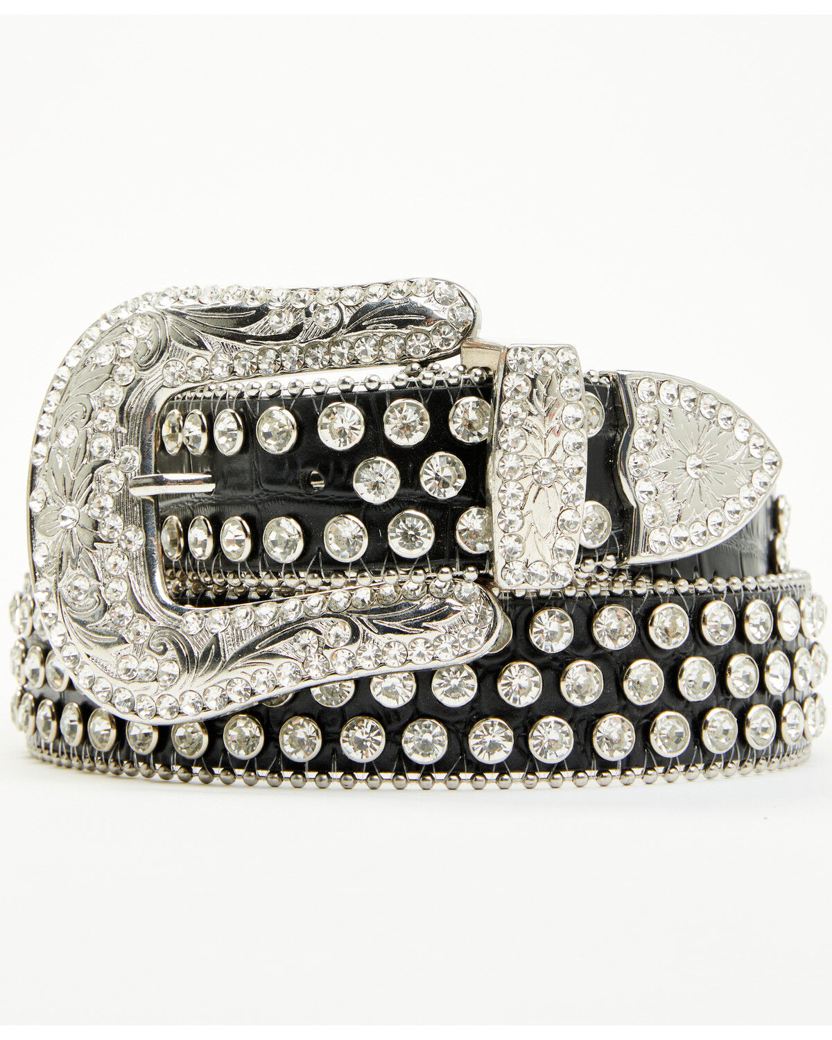 Image #2 - Shyanne Women's Rhinestone Studded Leather Belt, Black, hi-res
