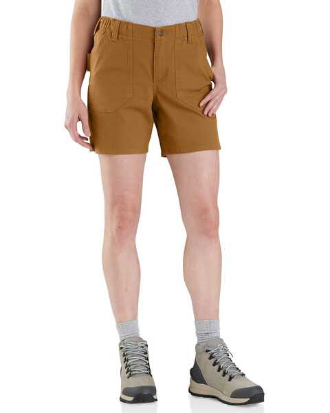 Carhartt Women's Rugged Flex® Relaxed Fit Canvas Work Shorts - Plus, Brown, hi-res