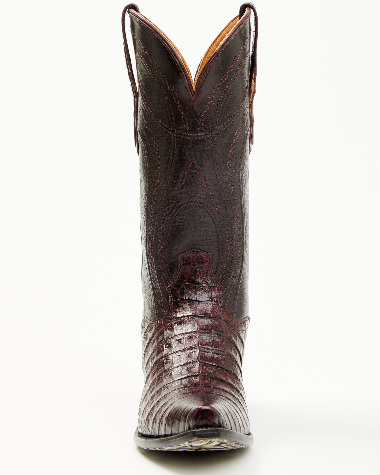 Image #4 - El Dorado Women's Holly Exotic Caiman Tall Western Boots - Snip Toe, Burgundy, hi-res