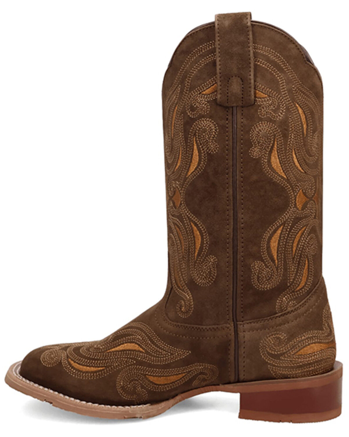 Image #3 - Laredo Women's Millie Suede Western Boots - Broad Square Toe, Olive, hi-res