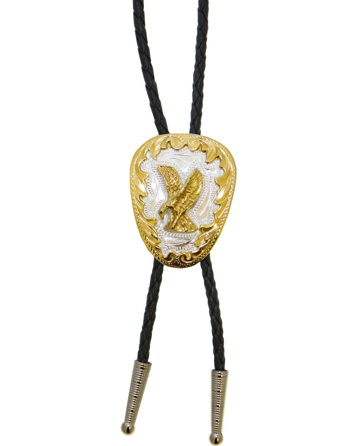 Western Express Men's German Silver Eagle Bolo Tie, Gold, hi-res