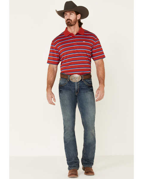 Image #2 - Wrangler 20X Men's Striped Short Sleeve Performance Polo Shirt , Red, hi-res