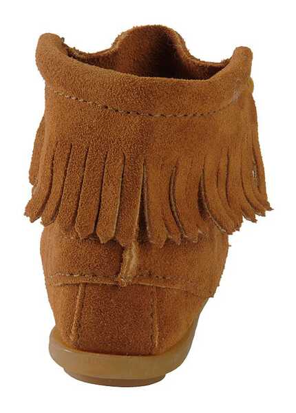 Image #7 - Minnetonka Girls' Ankle Tramper Moccasin Boots - Moc Toe, Brown, hi-res