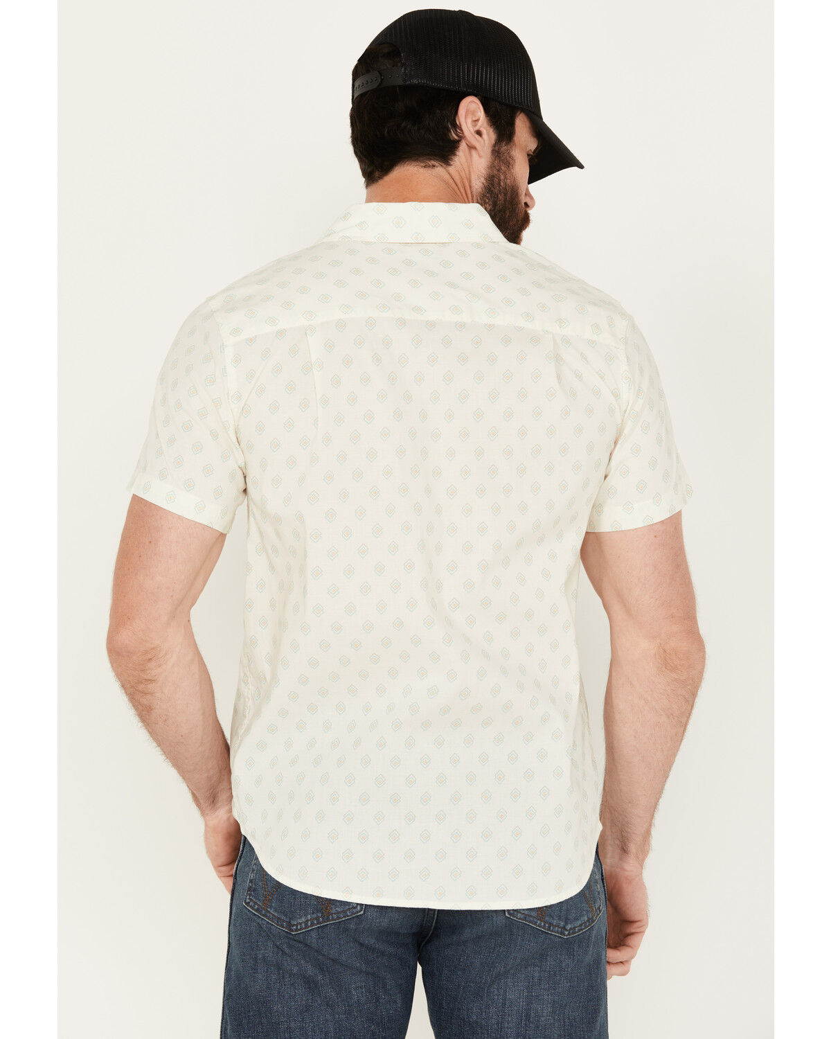 Image #4 - Brixton Men's Charter Geo Print Short Sleeve Button-Down Shirt, Cream, hi-res