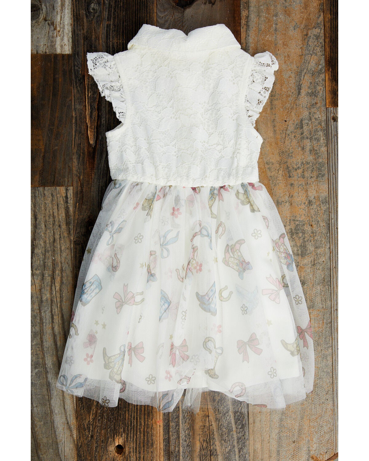 Image #3 - Sugar California Toddler Girls' Boots and Bows Printed Lace Dress, Cream, hi-res