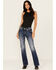Image #3 - Miss Me Women's Dark Wash Mid Rise Steer Head Pocket Bootcut Stretch Denim Jeans, Dark Wash, hi-res