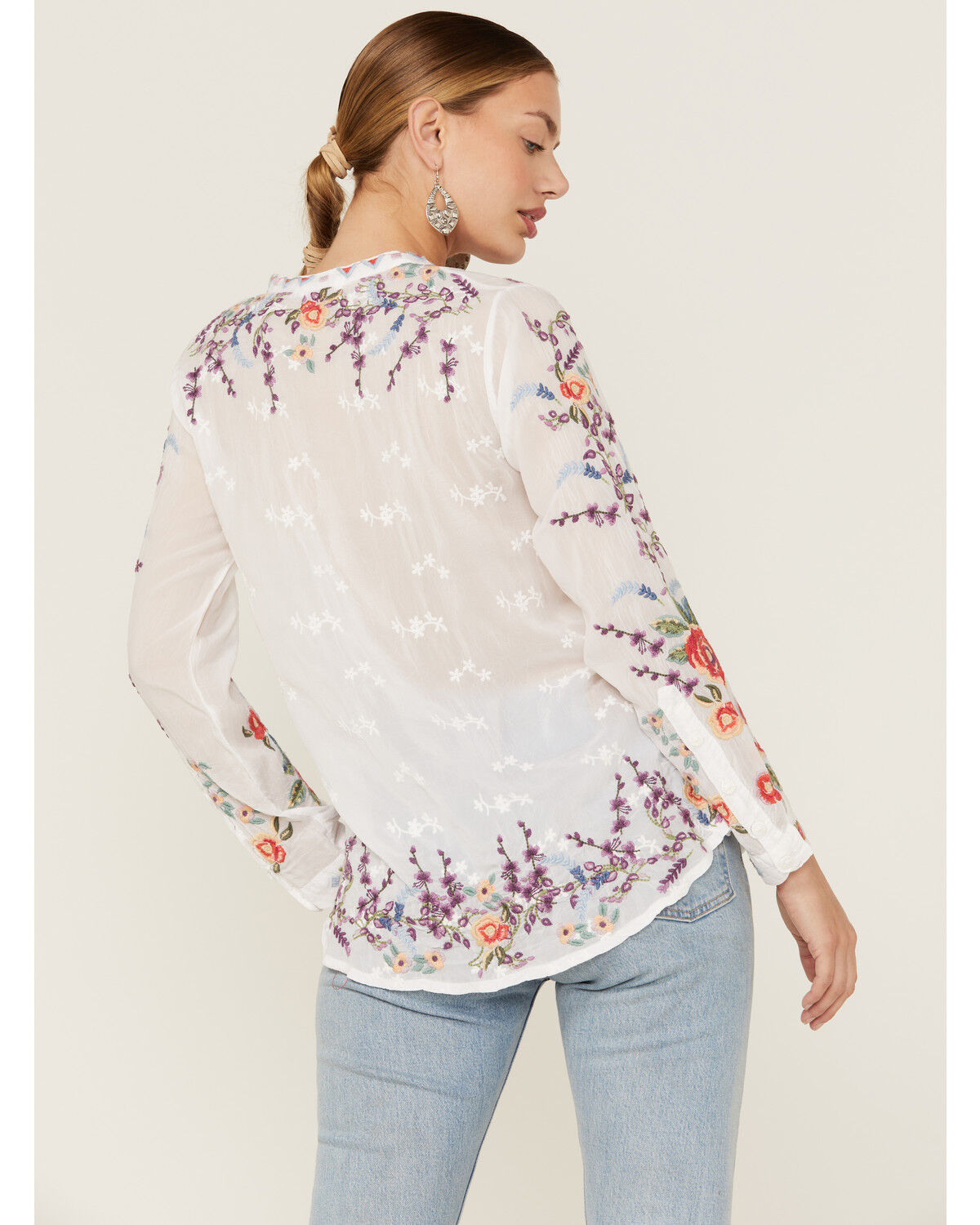 Johnny Was Women's Yasmine Embroidered Long Sleeve White Johnny Was Women's Yasmine Embroidered Long Sleeve White