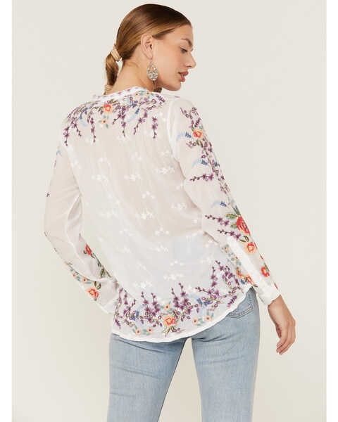 Image #3 - Johnny Was Women's Yasmine Embroidered Long Sleeve White Blouse, White, hi-res